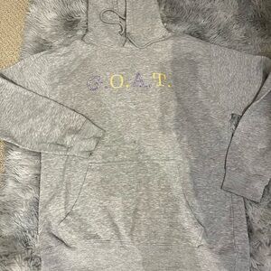 Women's Gray Hoodie with G.O.A.T. Design